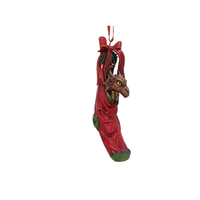 Image of Nemesis Now Anne Stokes Magical Arrival Dragon Hanging Ornament 13.5cm, Resin, Red, Giftware, Ornament, Hook &amp; Loop, Cast in the Finest Expertly Hand Painted