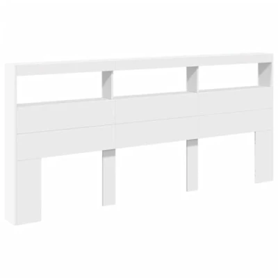 Image of vidaXL Headboard Cabinet with LED White 220x17x102 cm