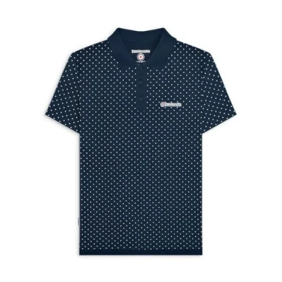 Image of Lambretta Mens Polka Dot Short Sleeve Polo Shirt Navy Size Small