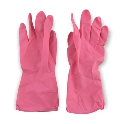Image of Crown Supplies Professional Large Pink Household Rubber Gloves Pair