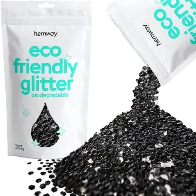 Image of Biodegradable Glitter Black Eco Friendly Plant Based Bio Super Chunky for Face Body Hair Craft Resin Festival Makeup Eyeshadow 100g / 3.5oz