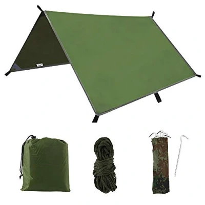 Image of Hammock Rain Fly Tent Tarp Camping Tarp, 3m X Waterproof Tarpaulin Shelter Windproof Snowproof Portable Lightweight for Travel Beach