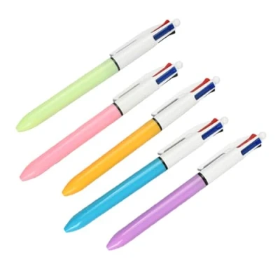 Image of 5 Pieces Pen Retractable Ballpoint Multicolor 4 Colors in 1 Smudging