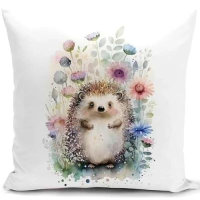 Image of HUASHUZI Cushion Cover Hedgehog Gifts for Women Animal Ornament Decorations Throw Pillow Case Decor Home Livingroom Couch Sofa 18&quot;x18&quot;(45x45cm)