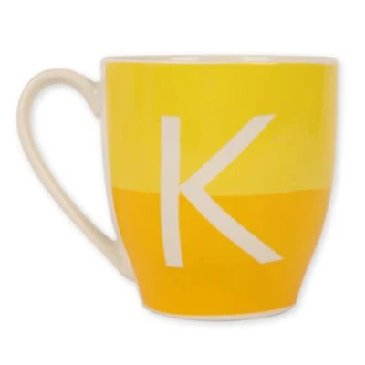 Image of FabFinds Hugga Mug with Initials Classic Black and White Ceramic Large Gift Coffee Cups 500ml (H11cm X W11cm) (Approx.) (K Two Tone)