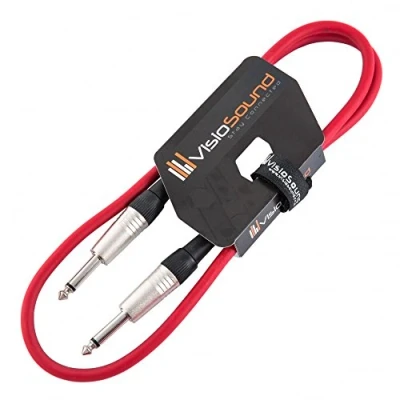 Image of Guitar Lead 6.35mm Mono Jack to Jack/Instrument Cable/Patch / 6 Colours 1m Red