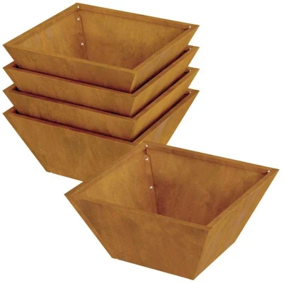 Image of vidaXL Metal Planters Weathering Steel 35 x 15 cm Decorative Inlays