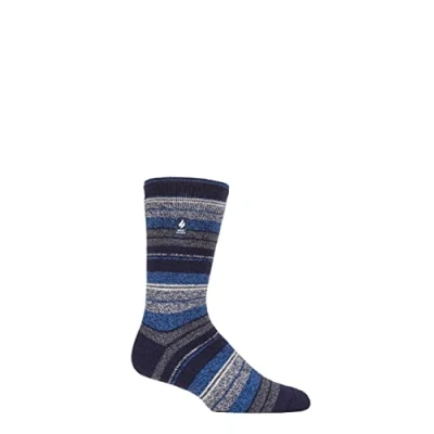 Image of Mens 1 Pair SOCKSHOP Heat Holders 1.6 TOG Lite Striped, Patterned &amp; Argyle Socks Krakow Multi Stripe Navy 6 11