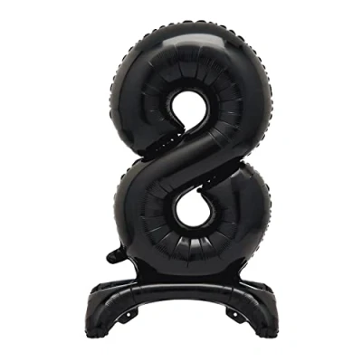 Image of Unique 13788 Giant Standing Foil Number 8 Balloon 76 cm Black