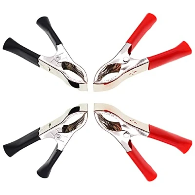 Image of 4 Pack 100A Jump Lead Clamps Heavy Duty Pure Copper Crocodile Alligator Clips Car Booster Cable Battery for Auto (2 Pcs Red + 2 Black)