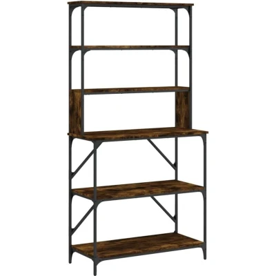 Image of vidaXL Baker&#039;s Rack 6 Tier Smoked Oak 90x40x180 cm Engineered Wood