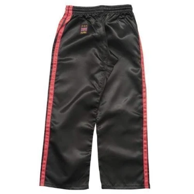 Image of Kickboxing Full Contact Trousers Black w/ 2 Red Stripes COTTON 00
