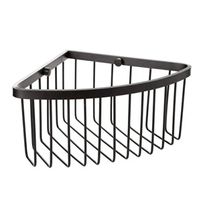 Image of TATAY Large corner shower basket. Black aluminium. Dimensions 20 x 11.5 20cm