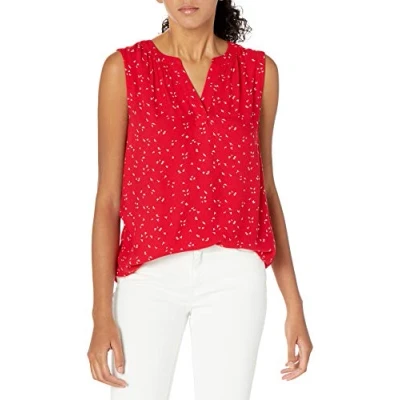 Image of Amazon Essentials Women&#039;s Sleeveless Woven Shirt, Red Leaf, XL