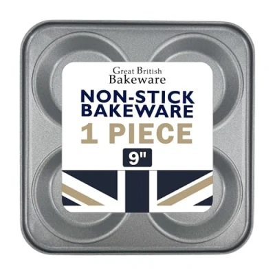 Image of Samuel Groves 4 Cup Giant Yorkshire Pudding Oven Tray Non Stick 23cm Carbon Steel UK Made (One)