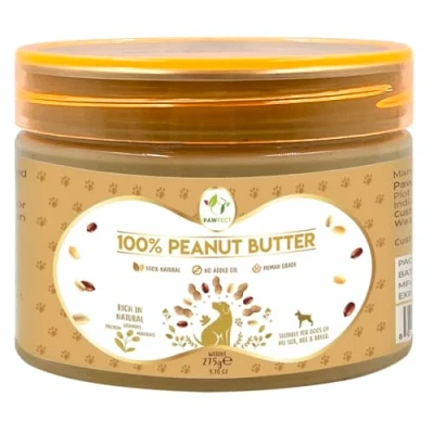 Image of Pawfect Peanut Butter Original 100% Natural No Xylitol, Palm Oil, Salt or Sugar Expertly formulated for dogs Topper lick mats, toys, food (275g/9.70oz)