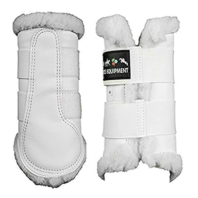 Image of Hkm Dressage/Brushing Fleece Lined Boots, White, Small