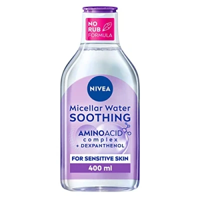Image of NIVEA Micellar Water Soothing, Fragrance Free Eye Makeup Remover, Cleansing for Sensitive Skin, Gentle Skin Cleanser (400ml) (Pack of 5)
