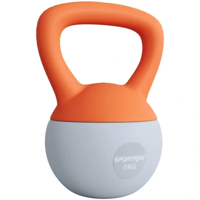 Image of SPORTNOW Soft Kettlebell, 6kg Kettle Bell with Non Slip Handle for Home Gym Weight Lifting and Strength Training, Orange Grey