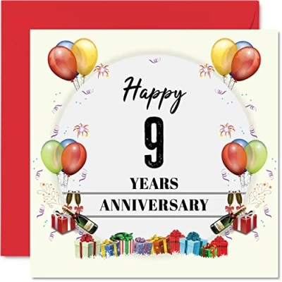 Image of Pottery Anniversary Card for Husband Wife Party Happy 9th Wedding Partner, 145mm x Greeting Cards Ninth Anniversaries