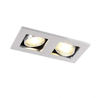 Image of Qazqa Rectangular Built in Spotlight 2 Light Aluminum Qure Modern Suitable for LED GU10 Way Aluminium Recessed Living Room I Kitchen Bedroom