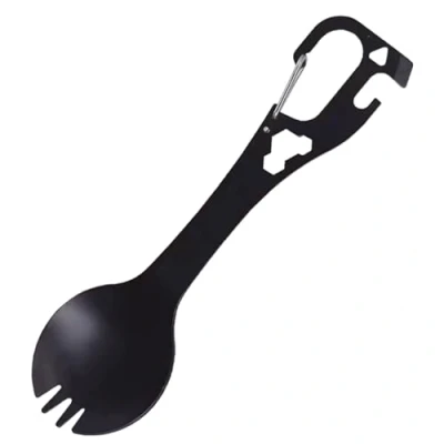 Image of antianzhizhuang 5 in 1 Utility Stainless Steel Spork Spoon Bottle Opener Fork Camping Utensil Multifunction Outdoor Tableware Hiking Equipment