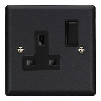Image of Varilight Urban 1G 13A DP Switched Socket Matt Black (Standard Plate)