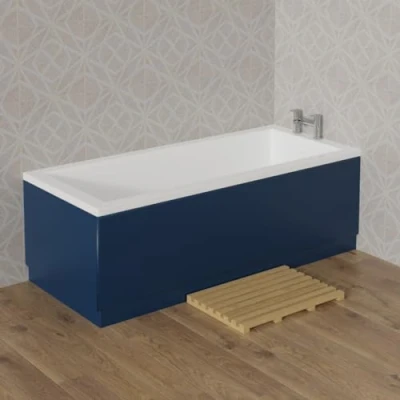Image of Aquariss 1800mm Front Straight Wood Bath Panel 18mm MDF Painting Matte Blue Adjustable Height for Bathroom Soaking Tub