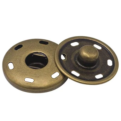 Image of 10 Sets Antique Brass Sew On Snap Fasteners Metal Button Rust Proof Press Studs (25mm)