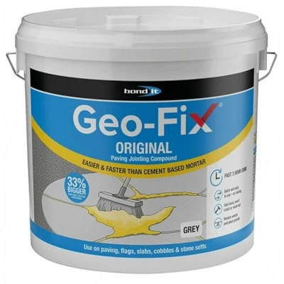 Image of Bond it GEO FIX 14kg All Weather Paving Patio Jointing Compound Mortar Permament Joint Filler Pointing EADY MIXED Sealed For Dry and Wet Conditions with Hydrophobic Characteristics (Grey, 14kg)
