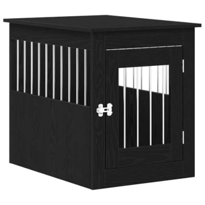 Image of vidaXL Dog Crate Furniture Black Oak 75x55x65 cm Engineered Wood