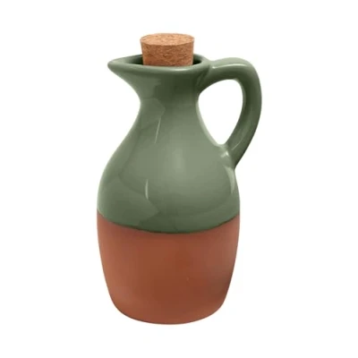 Image of Dexam Sintra Glazed Terracotta Oil Drizzler Olive Green