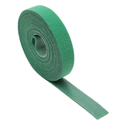 Image of 5m Fastening Tape Hook and Loop Straps Cable Ties for Management, 1cm Wide, Green