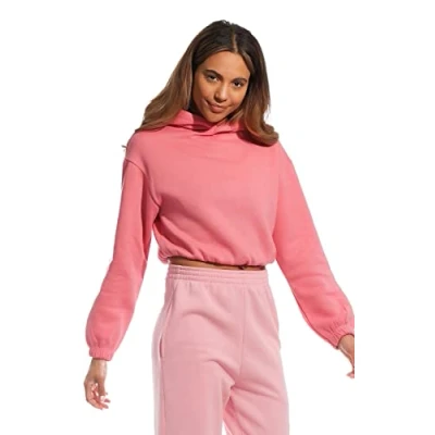 Image of Light &amp; Shade LSLSWT021 Women&#039;s Cropped Hooded Top, Dusty Pink, X Small