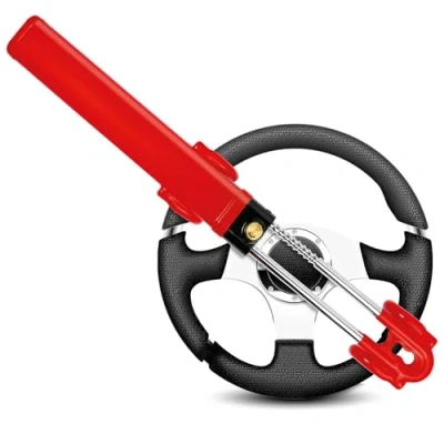 Image of GADLANE Twin Bar Steering Wheel Lock High Visibility Car Anti Theft Device, Suitable Security for Car, Van &amp; Caravan with 2 Keys Strong (Red)
