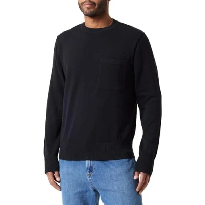 Image of JACK &amp; JONES Men&#039;s Jconeal Knit Crew Neck Jumper, Black, S