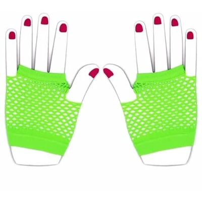 Image of The Glowhouse 80s Neon Fishnet Gloves Short and Long Vibrant Colours (Short Green)