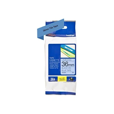 Image of Brother P touch TZe 561 36mm x 8m Black On Blue Gloss Laminated TZE561
