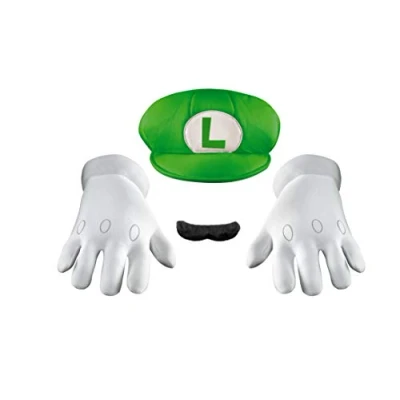 Image of Super Mario Bros DISX73791 Hat &amp; Moustache Luigi Costume Accessory, Men, One Size