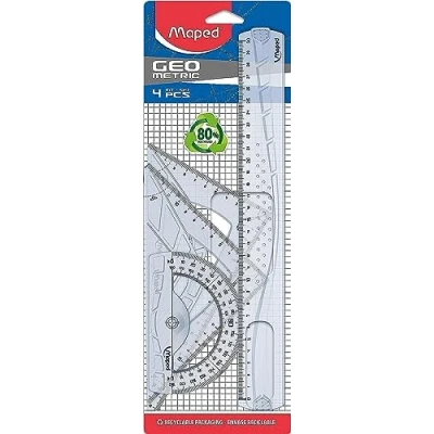 Image of Maped 242767 Kit of 4 Pieces (Ruler + Triangle Square Carrier), Units Contained: 1