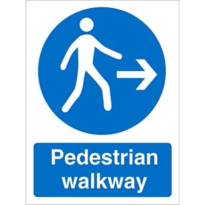 Image of Seco Pedestrian Walkway Right Arrow Sign, 150mm x 200mm Self Adhesive Vinyl