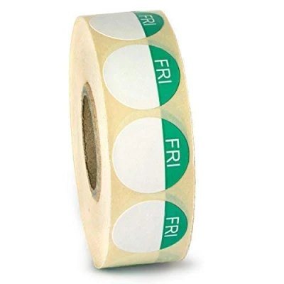 Image of We Can Source It Ltd Day Dots Food Labels Friday (Green) 1 Roll 1000 Stickers Per Self Adhesive Hygiene Labels, Rotation for Commercial Kitchens, Restaurants