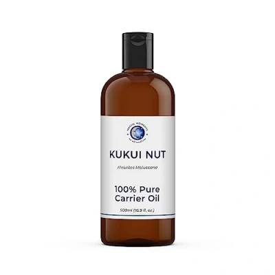 Image of Mystic Moments Kukui Nut Carrier Oil 500ml Pure &amp; Natural Perfect For Hair, Face, Nails, Aromatherapy, Massage and Dilution Vegan GMO Free