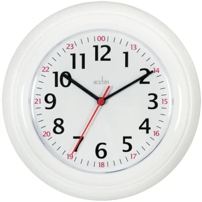 Image of Acctim Wexham White 24 Hour Plastic Wall Clock (Pack of 1), 48 x 26 25.8 cm