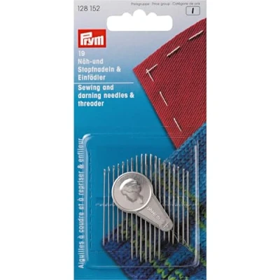 Image of Prym Consu Hand Sewing/Darning Needles Ass HT with Threader, Silver