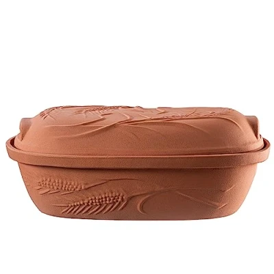 Image of KADAX Clay Roaster, Ceramic Pot with Lid for Microwave and Oven, Steamer Made of Natural Materials, Casserole Dish Fat free Cooking, Roasting (Oval, 4.5 L), K8756
