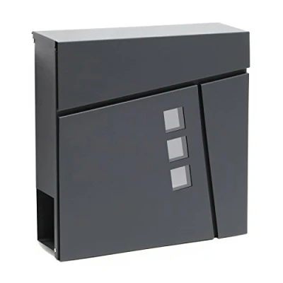 Image of Design Mailbox V24 Anthracite Newspaper Compartment Wall Letterbox Postbox Powder Coated