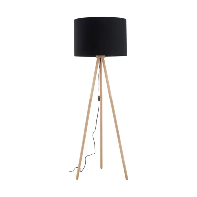 Image of Tokyo Tripod Floor Lamp Antique Pine, Black 1xE27