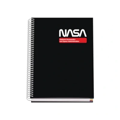Image of DOHE A5 Squared Notebook Spiral Binding, 100 Sheets of 90 g/m², 5 mm Square, Hardcover, NASA Black, School Supplies Black
