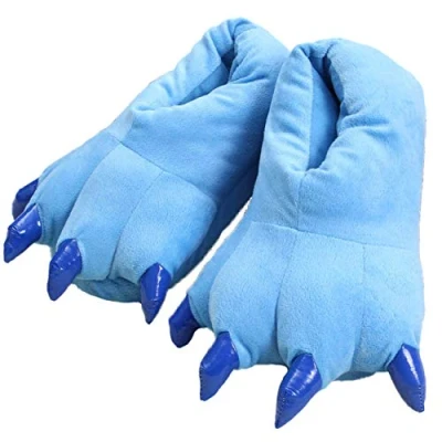 Image of IXITON Adults/Kids Plush Animal Paw Claw Shoes,Unisex Funny Green Dinosaur Slippers for Indoor,1 5,blue